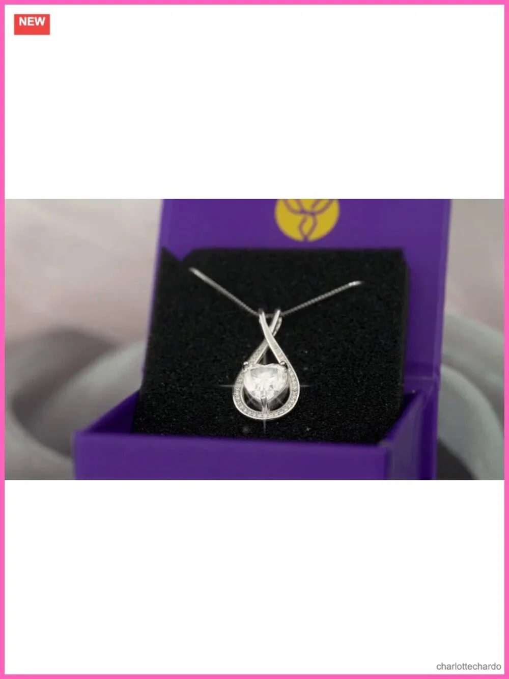 Sterling Silver Moissanite Infinity Heart Necklace 2ct
